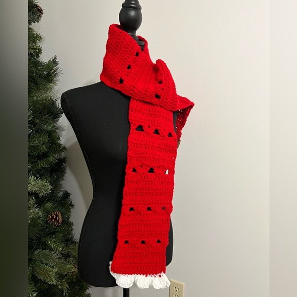 NWT Knana Knots Scarf and Headband Ear Warmers, Red and White Heart design - Picture 2 of 4